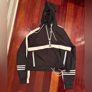 Adidas hooded cropped rain jacket / sweatshirt